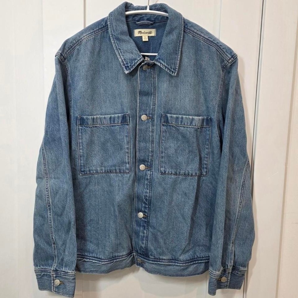 Madewell Mens Relaxed Boxy Fit Denim Jacket Medium Wash Blue NR651 L New